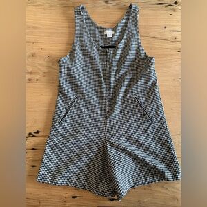 Pastille Zip Houndstooth Shorts Jumpsuit Black White Wool Blend Woman’s 10 prelo